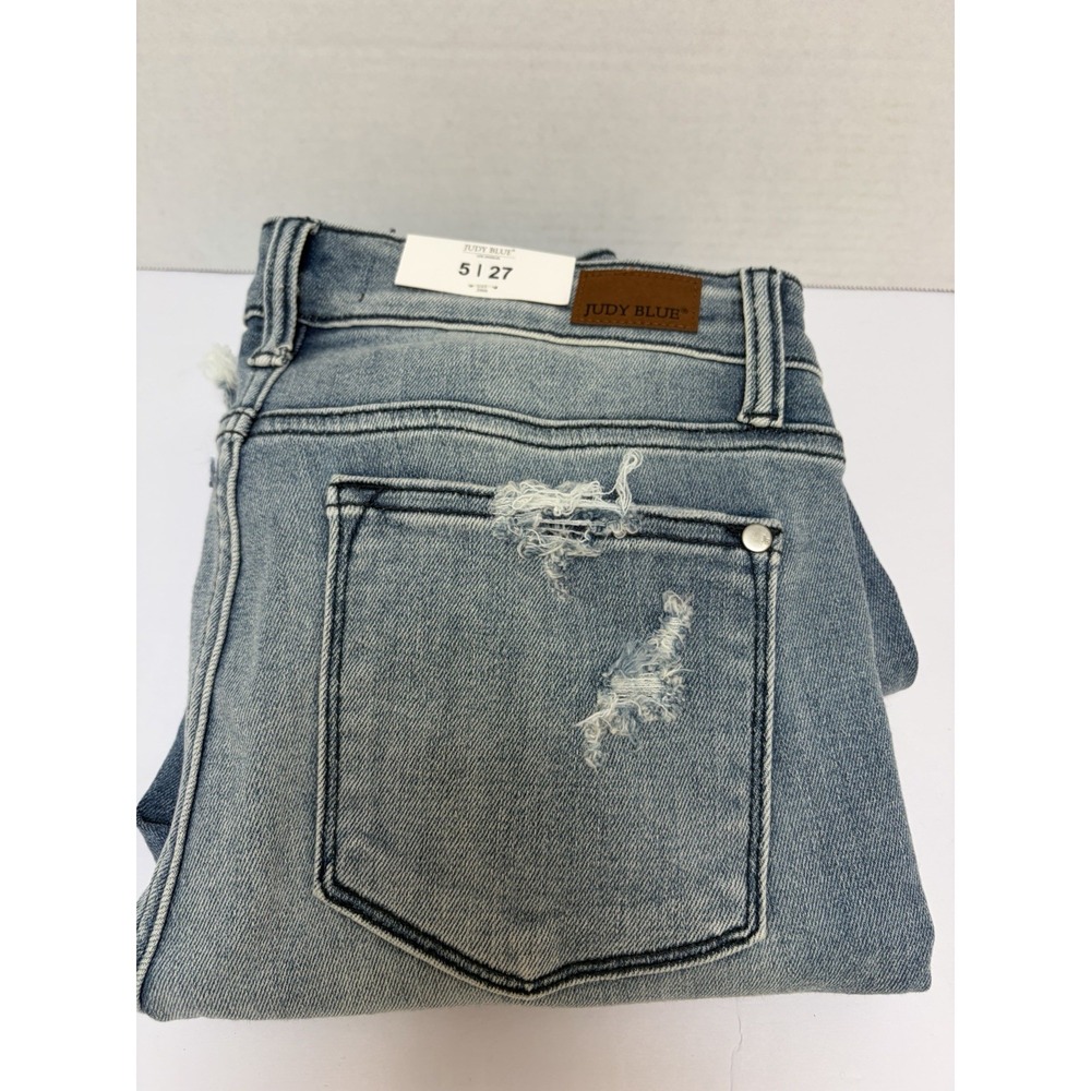 Judy Blue NWT Destroyed Skinny Jeans Light Raw Shark Bite Hem #82241 Size 5/27